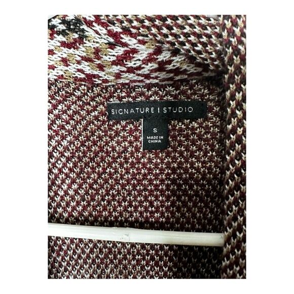 Signature I open front plaid cardigan size small fringe - Picture 7 of 8